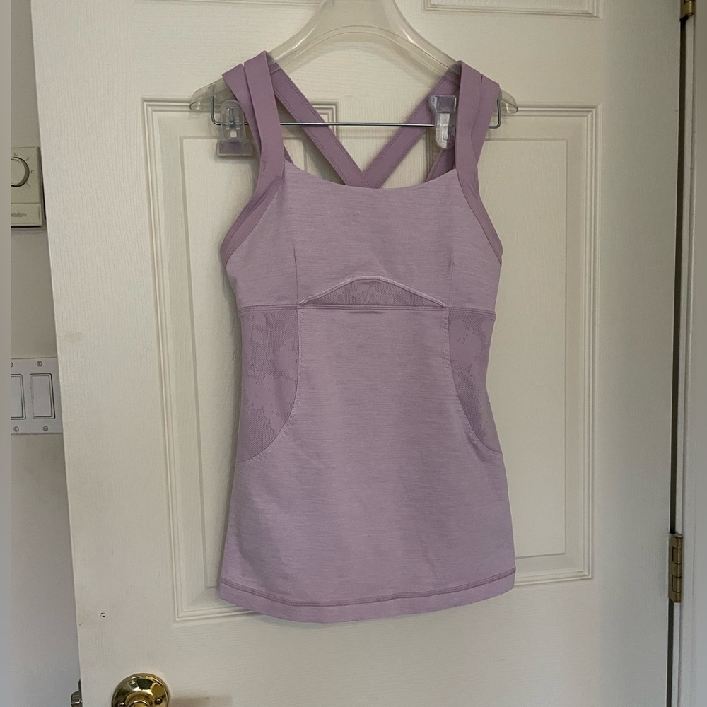 Lululemon Tank Top Light Purple with zipper pocket at back size 6